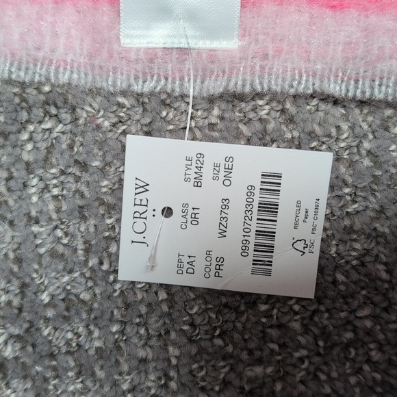 J. Crew Pink and White Striped Oversized Scarf NWT - Picture 6 of 6